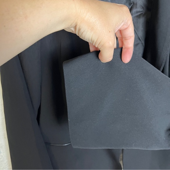 Eileen Fisher Open Front Blazer Silk Lined Black Womens L Quiet Luxury Preppy - Picture 10 of 16